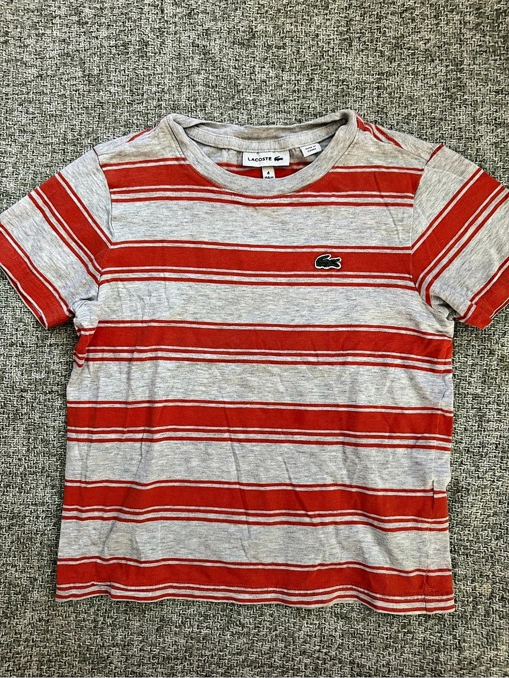 Lacoste Boys Size 4 Striped Short Sleeve Tee